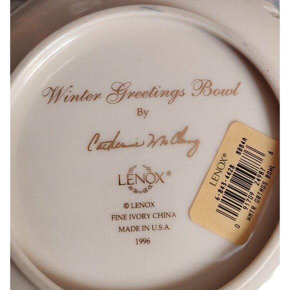 Lenox Winter Greetings Fine Ivory China Square Serving Platter & Bowl (1996) - Picture 9 of 11